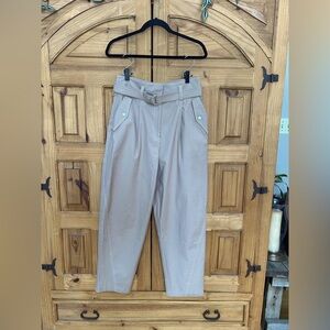 TOPSHOP High Rise Paper Bag Pleated Trousers